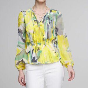 White House Black Market Long Sleeve Pleated Blouse XXS NWT